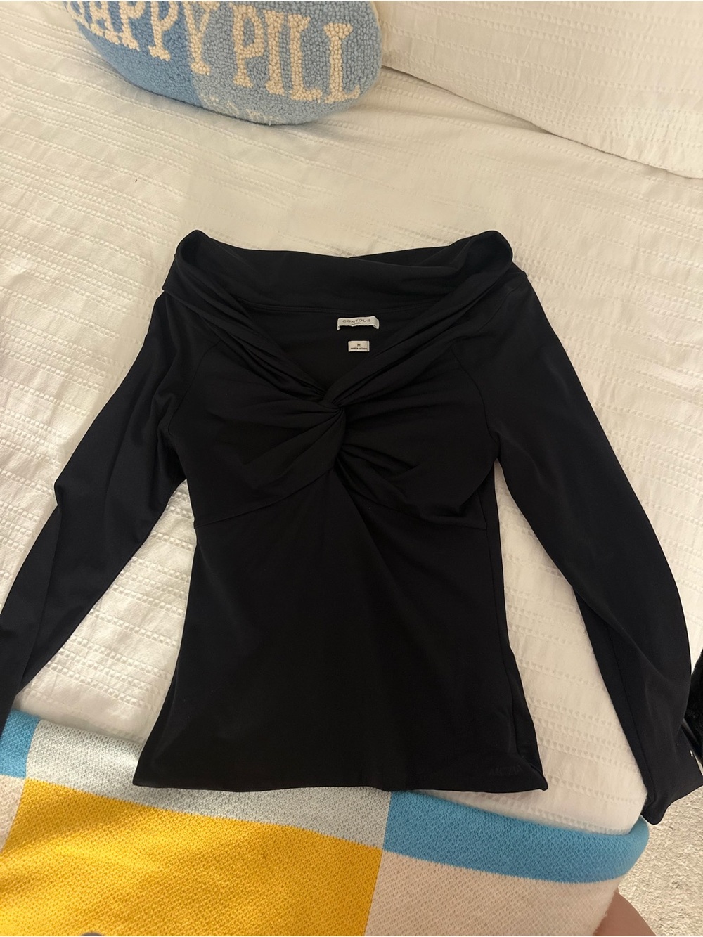 ContourBlack Twist-Front Long Sleeve Top